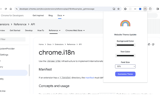 Theme Update  from Chrome web store to be run with OffiDocs Chromium online