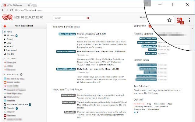 De Old Reader Notifier uit de Chrome-webwinkel om online met OffiDocs Chromium te draaien