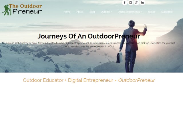 THE OUTDOORPRENEUR ze sklepu internetowego Chrome do uruchomienia z OffiDocs Chromium online