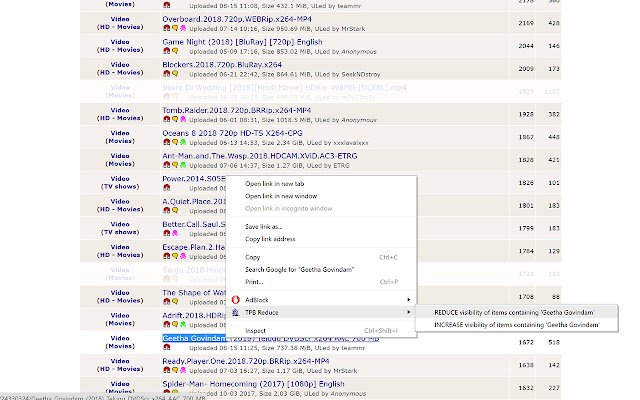 ThePirateBay Results Reducer 4.3 uit de Chrome-webwinkel wordt uitgevoerd met OffiDocs Chromium online
