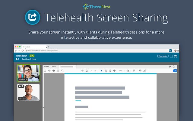 TheraNest Screen Sharing mula sa Chrome web store na tatakbo sa OffiDocs Chromium online