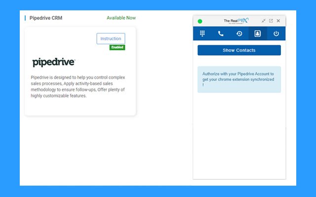 TheRealPBX Extension For Pipedrive  from Chrome web store to be run with OffiDocs Chromium online