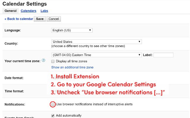 Di sana, di sana, Kalender Google dari toko web Chrome dijalankan dengan Chromium OffiDocs online