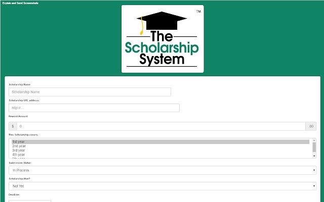 Ang Scholarship System mula sa Chrome web store na tatakbo sa OffiDocs Chromium online