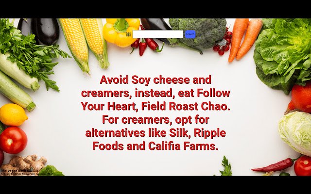 Ang Vegan Advice mula sa Chrome web store na tatakbo sa OffiDocs Chromium online
