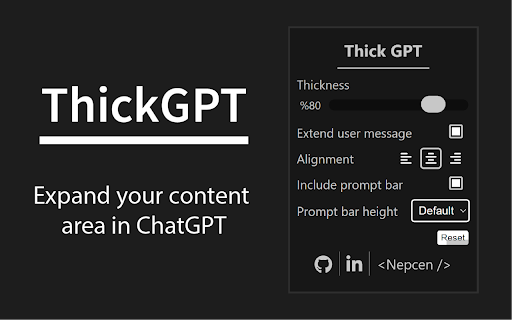 ThickGPT  from Chrome web store to be run with OffiDocs Chromium online
