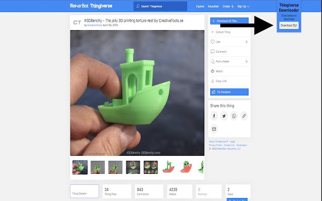 OffiDocs Chromium 온라인에서 실행되는 Chrome 웹 스토어의 Thingiverse 다운로더