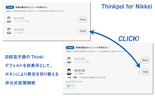 Thinkpol for Nikkei  from Chrome web store to be run with OffiDocs Chromium online