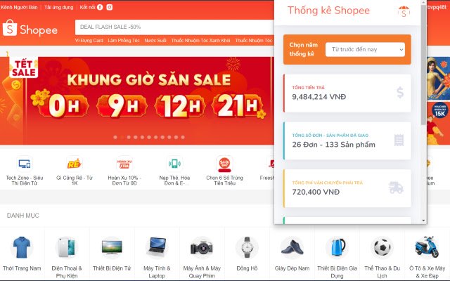Thống kê shopee  from Chrome web store to be run with OffiDocs Chromium online