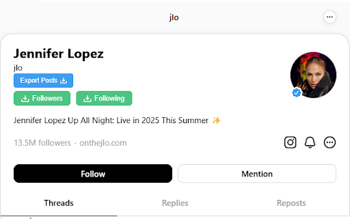 Threads Exporter  from Chrome web store to be run with OffiDocs Chromium online
