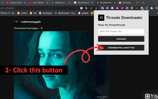 Threads Video Downloeader  from Chrome web store to be run with OffiDocs Chromium online