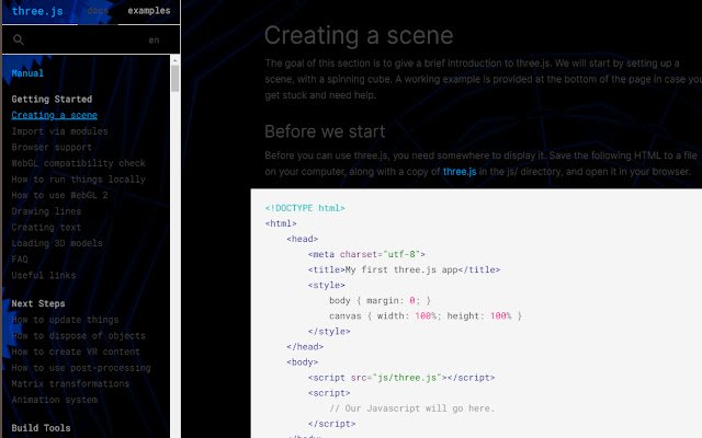 Three.js | Tema Tengah Malam | Oleh Xedois.org dari kedai web Chrome untuk dijalankan dengan OffiDocs Chromium dalam talian