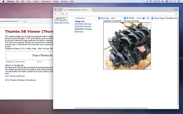 Thumbs DB Viewer (Thumbs.db) ze sklepu internetowego Chrome do uruchomienia z OffiDocs Chromium online