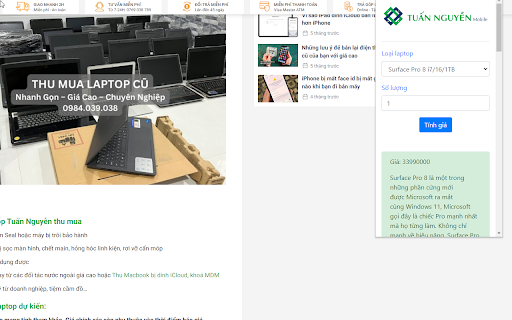 Thu mua laptop cũ  from Chrome web store to be run with OffiDocs Chromium online