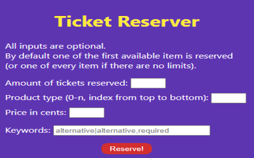 Ticket reserver  from Chrome web store to be run with OffiDocs Chromium online