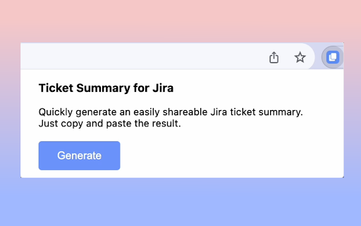 Ticket Summary for Jira  from Chrome web store to be run with OffiDocs Chromium online
