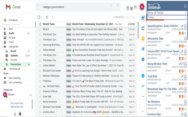 TickleTrain for Gmail  from Chrome web store to be run with OffiDocs Chromium online