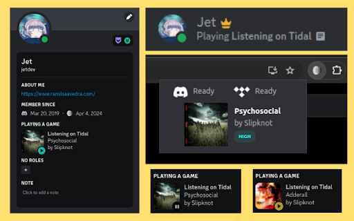 Tidal Discord Rich Presence  from Chrome web store to be run with OffiDocs Chromium online
