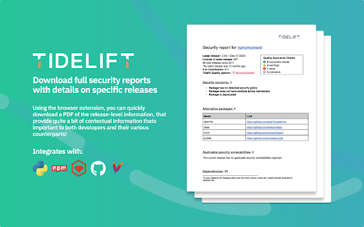 Tidelift  from Chrome web store to be run with OffiDocs Chromium online