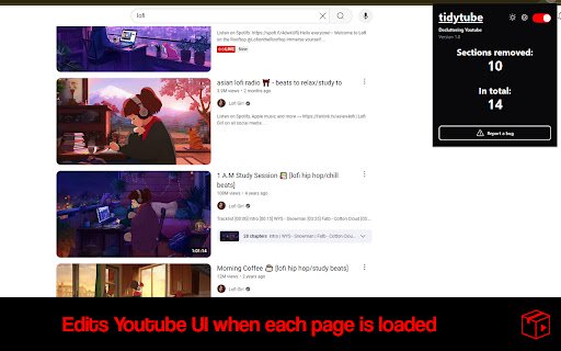 tidytube Declutter Youtube  from Chrome web store to be run with OffiDocs Chromium online