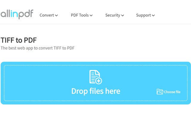 TIFF to PDF Allinpdf.com ক্রোম ওয়েব স্টোর থেকে OffiDocs Chromium অনলাইনে চালানো হবে