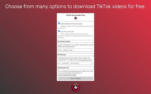 TikTok Downloader Plus  from Chrome web store to be run with OffiDocs Chromium online
