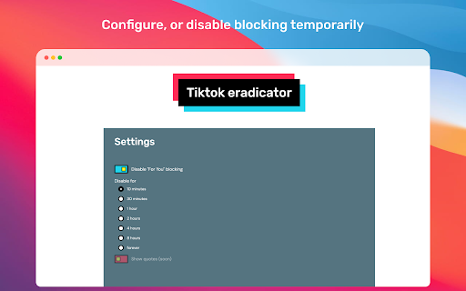 Tiktok eradicator  from Chrome web store to be run with OffiDocs Chromium online