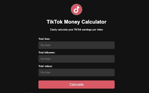 TikTok Money Calculator  from Chrome web store to be run with OffiDocs Chromium online