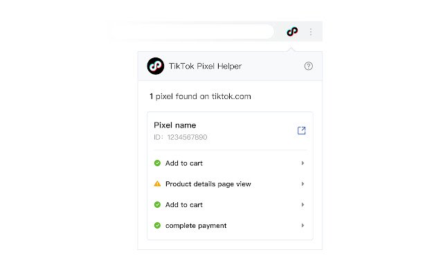 TikTok Pixel Helper من متجر Chrome الإلكتروني ليتم تشغيله مع OffiDocs Chromium عبر الإنترنت