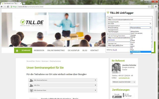 TILL.DE LinkTagger ze sklepu internetowego Chrome do uruchomienia z OffiDocs Chromium online