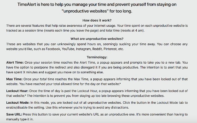 TimeAlert mula sa Chrome web store na tatakbo sa OffiDocs Chromium online
