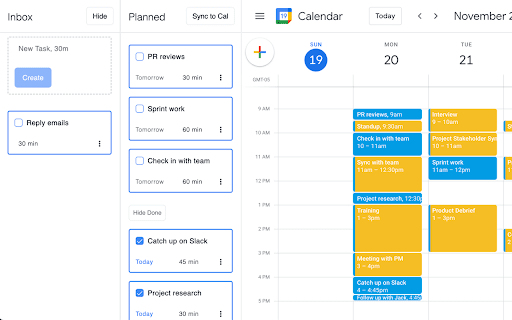 Time Blocking with TaskBlock  from Chrome web store to be run with OffiDocs Chromium online