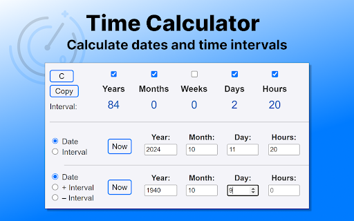 Time Calculator  from Chrome web store to be run with OffiDocs Chromium online