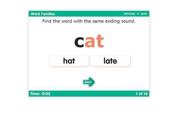 Timed Test: Word Families  from Chrome web store to be run with OffiDocs Chromium online