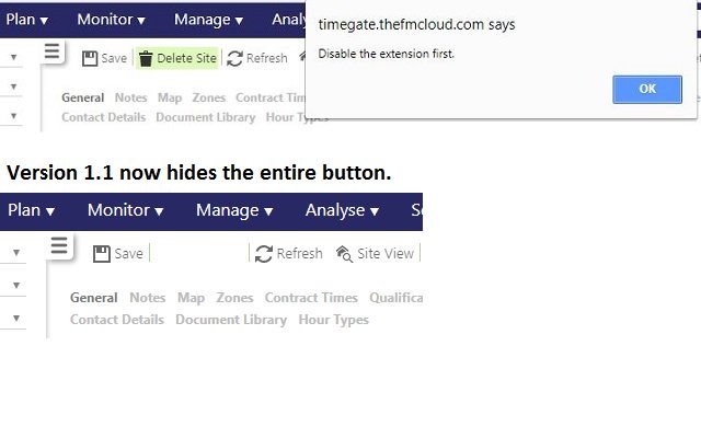 TimeGate I-disable ang Delete mula sa Chrome web store na tatakbo sa OffiDocs Chromium online