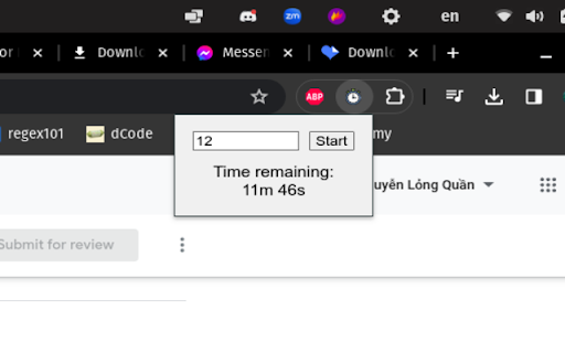 Timer Extension  from Chrome web store to be run with OffiDocs Chromium online