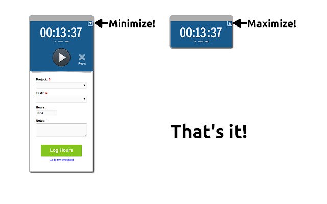 Timer Resizer per FreshBooks dal negozio web di Chrome da eseguire con OffiDocs Chromium online