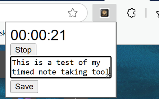 Timer with Notes  from Chrome web store to be run with OffiDocs Chromium online