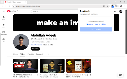 TimeShield from Chrome web store to be run with OffiDocs Chromium online TimeShield from Chrome web store to be run with OffiDocs Chromium online