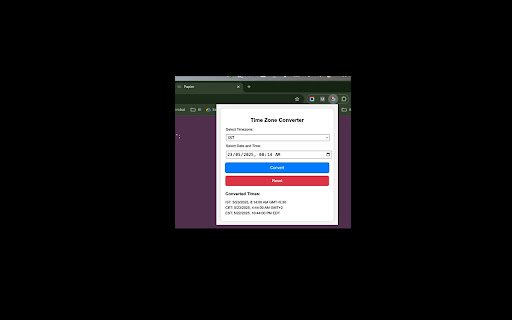 Timezone Converter  from Chrome web store to be run with OffiDocs Chromium online