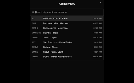 Timezone Converter and World Clock  from Chrome web store to be run with OffiDocs Chromium online