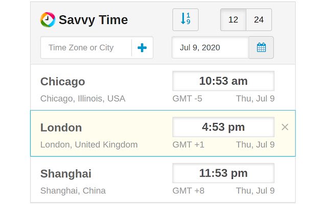 Time Zone Converter Savvy Time  from Chrome web store to be run with OffiDocs Chromium online