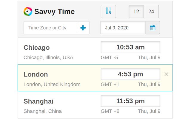 Time Zone Converter Savvy Time  from Chrome web store to be run with OffiDocs Chromium online
