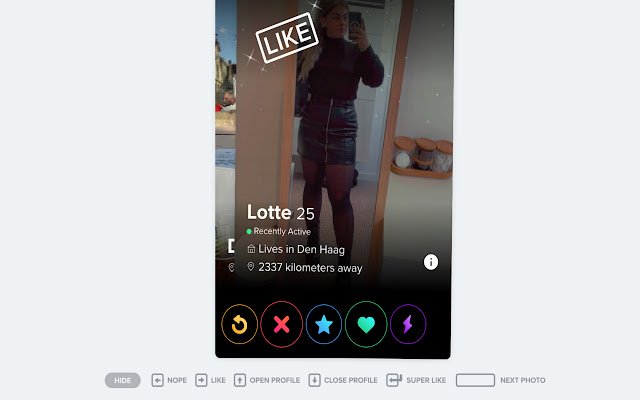 Tinder Clicker from Chrome web store to be run with OffiDocs Chromium online Tinder Clicker from Chrome web store to be run with OffiDocs Chromium online