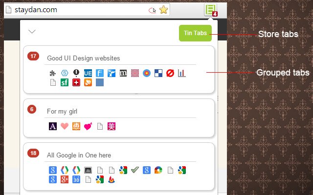 Tinning the Tabs ຈາກ Chrome web store ເພື່ອດໍາເນີນການກັບ OffiDocs Chromium ອອນໄລນ໌