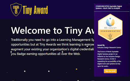 Tiny Award  from Chrome web store to be run with OffiDocs Chromium online