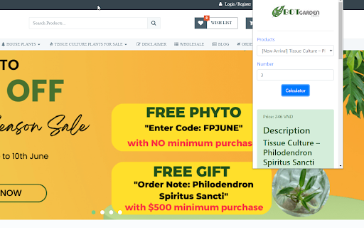 Tissue culture plants for sale  from Chrome web store to be run with OffiDocs Chromium online
