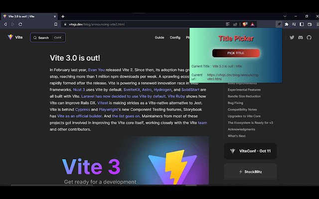 Title Picker  from Chrome web store to be run with OffiDocs Chromium online