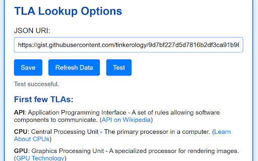 TLA Lookup  from Chrome web store to be run with OffiDocs Chromium online