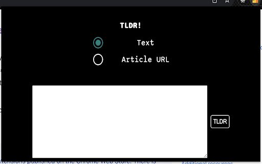 TLDR  from Chrome web store to be run with OffiDocs Chromium online